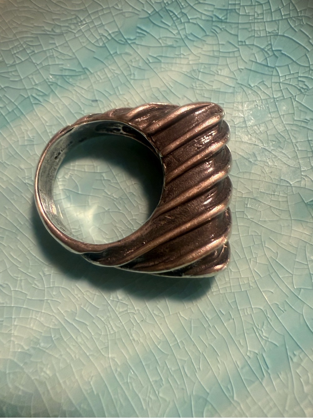 Vintage-Inspired SS Dian Malouf  Ribbed thick stacker Ring- Size 6.5